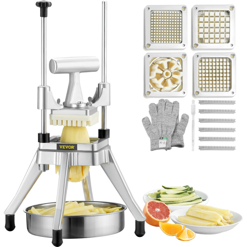 foto del prodotto mophorn tritatutto commerciale per frutta e verdura, tagliapatate in acciaio inox con 4 lame 1 4 , 3 8 , 1 2 e affettatrice a 6 spicchi,