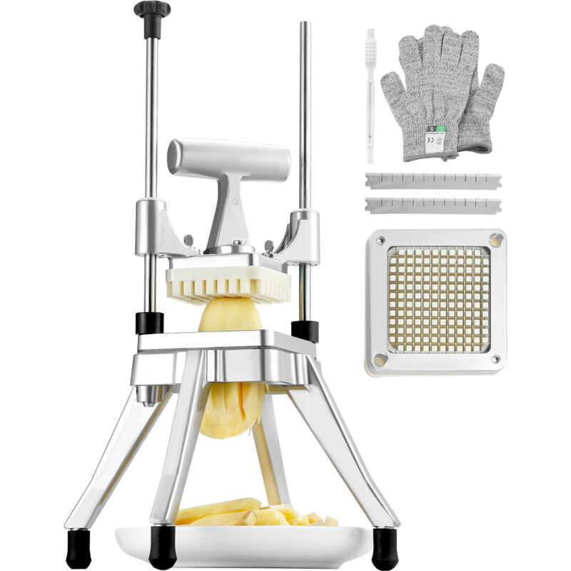 foto del prodotto mophorn tritatutto manuale uso commerciale multifunzione in acciaio inox lama 1 4 pollici 0,64 cm, tagliapatate bastoncini di frutta con 2 lame di