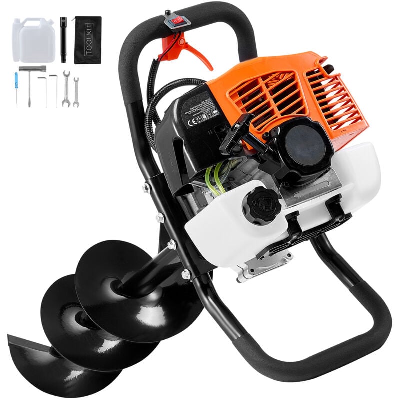 foto del prodotto mophorn trivella per pali a gas, 63 cc 2400 w, punte da trapano da 8 , arancione nero