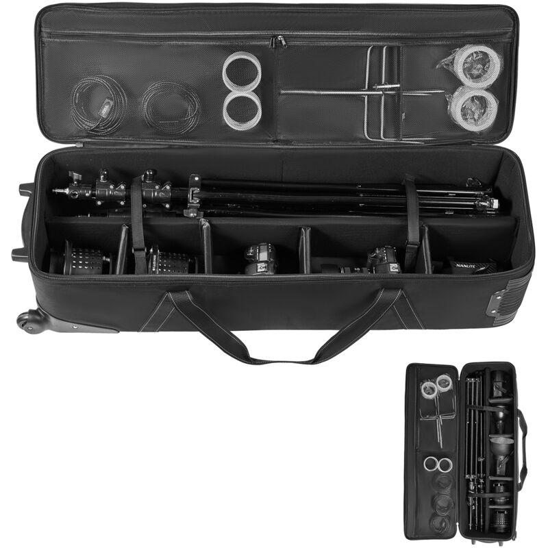 foto del prodotto mophorn trolley per attrezzatura da studio, 39,37 x 14,96 x 12,60 pollici borsa per fotocamera con ruote e cinghie, maniglia imbottita