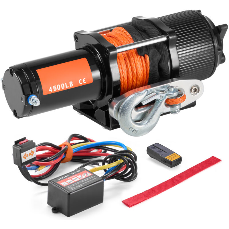foto del prodotto mophorn verricello elettrico, capacita di tiro della linea 2041 kg verricello atv utv 12 v cc 0,6 x 1188,7 cm 12 trefoli in corda sintetica in