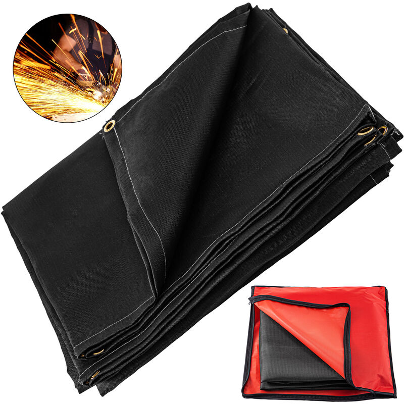 foto del prodotto mophorn vevor 6 x 10 ft coperta per saldatura nera coperta in fibra di vetro coperta ignifuga resistente per appendere facilmente e proteggere da