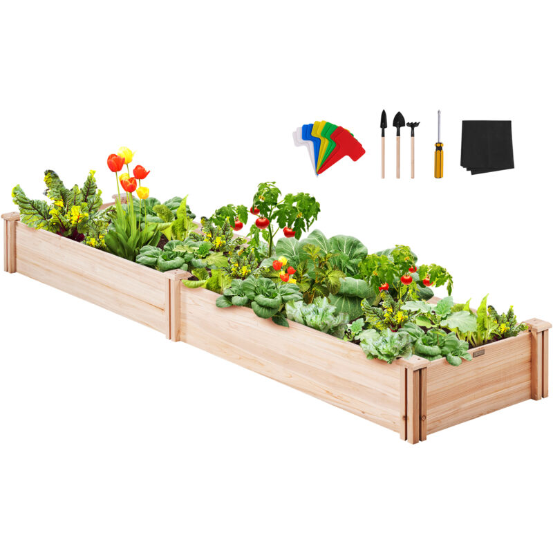 foto del prodotto mophorn vevor aiuola da giardino rialzata, fioriera in legno da 7,9 x 2 x 0,8 piedi, scatole per piante da esterno con base aperta, per coltivare