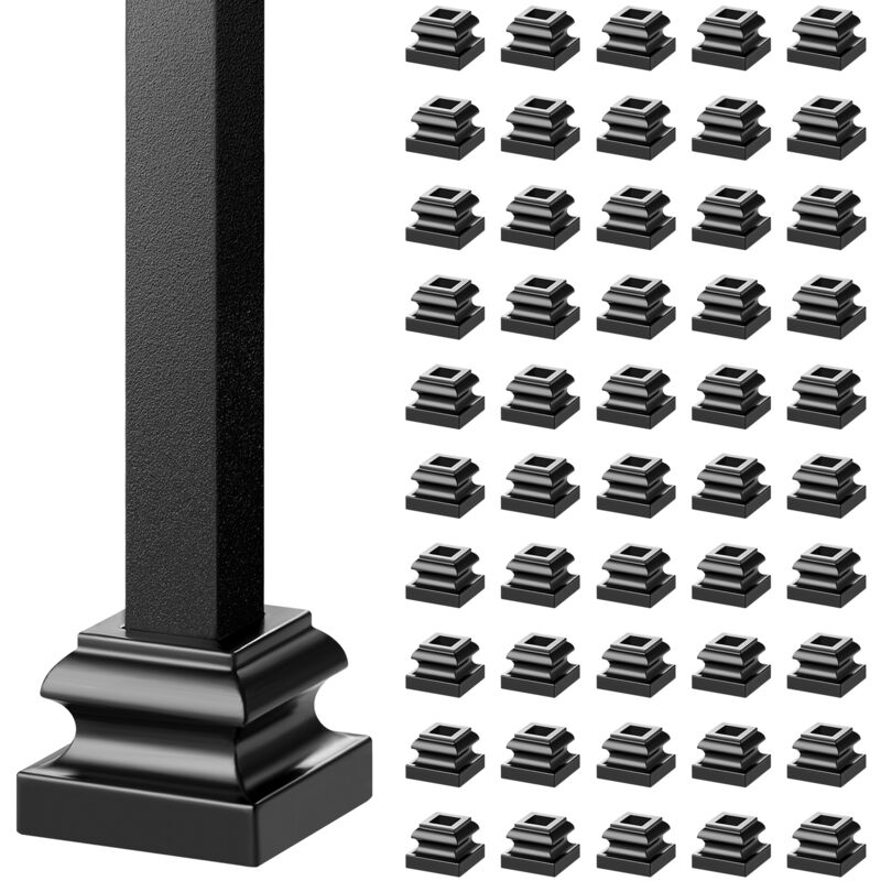 foto del prodotto mophorn vevor base per ringhiera quadrata 50 pezzi base per balaustra, piastra lega di alluminio con fori per vite per balaustre ringhiere per
