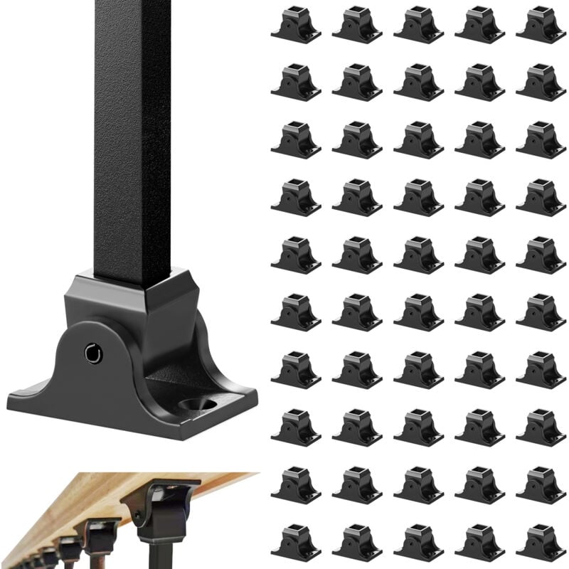 foto del prodotto mophorn vevor base per ringhiera quadrata 50 pezzi base per pali inclinati di scale, piastra lega di alluminio con fori per vite per ringhiere
