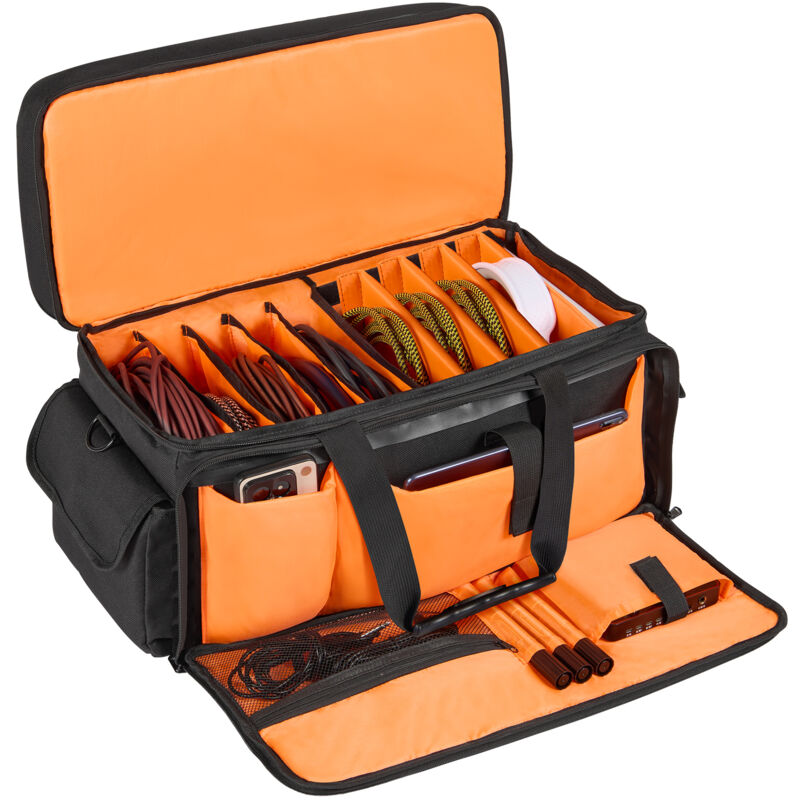 foto del prodotto mophorn vevor borsa per dj sistemare i cavi tessuto oxford 1200d, borsa per dj con 9 divisori staccabili tracolla 4,92 piedi, 23,6 x 11,8 x 12,7