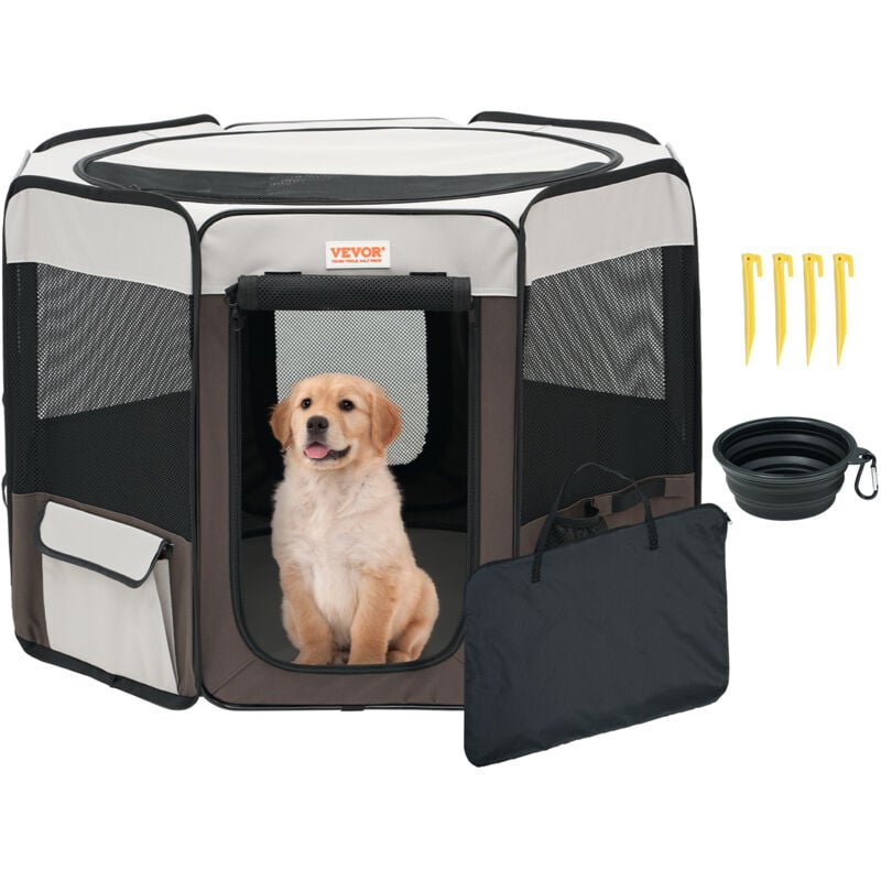 foto del prodotto mophorn vevor box per cani portatile 914 x 584 mm box per cuccioli gatto coniglio pieghevole in tessuto oxford 600d, cerniera ottagonale