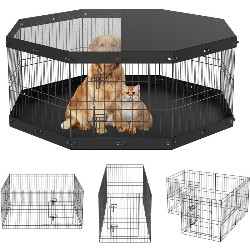 foto del prodotto mophorn vevor box per cani recinto per cuccioli gatti taglia piccola e media 8 pannelli pieghevoli metallici 609,6x609,6 mm uso esterno interno,