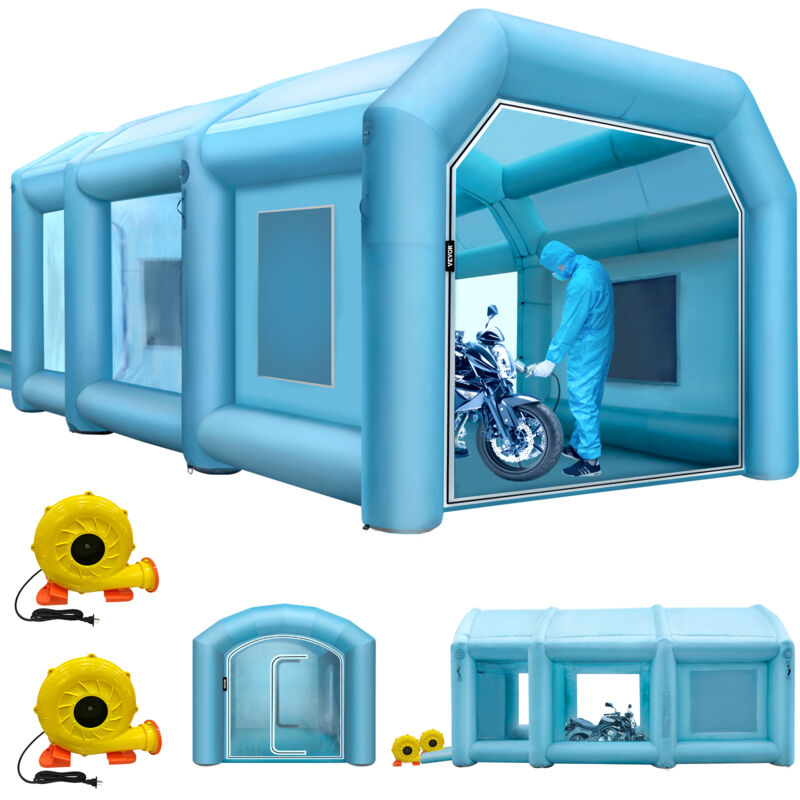 foto del prodotto mophorn vevor cabina di verniciatura gonfiabile 9x6x4 m, tenda di verniciatura gonfiabile per auto, con sistema di filtrazione con ventilatore,