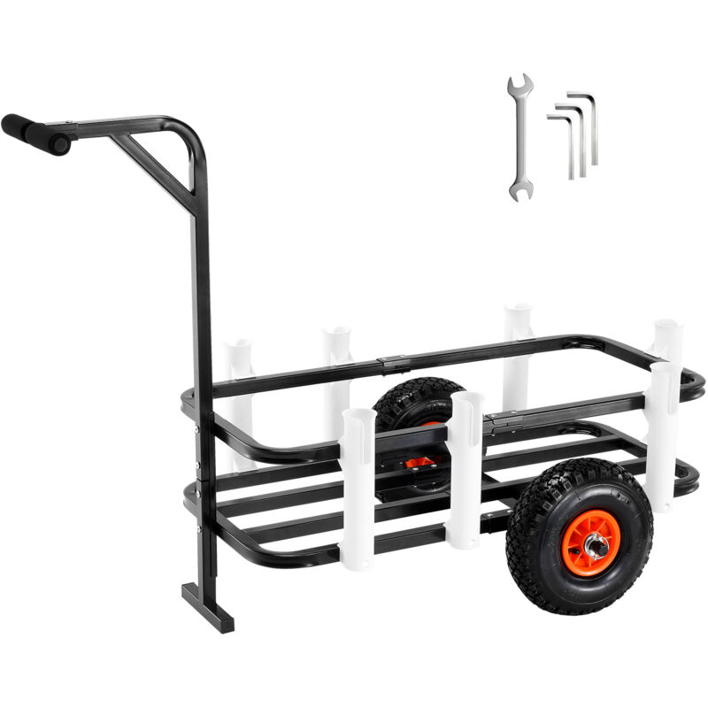 foto del prodotto mophorn vevor carrello da pesca da spiaggia capacita di carico 90,71kg, carrello con 7 porta canne da pesca ruote in pu gonfiabili, carrello da