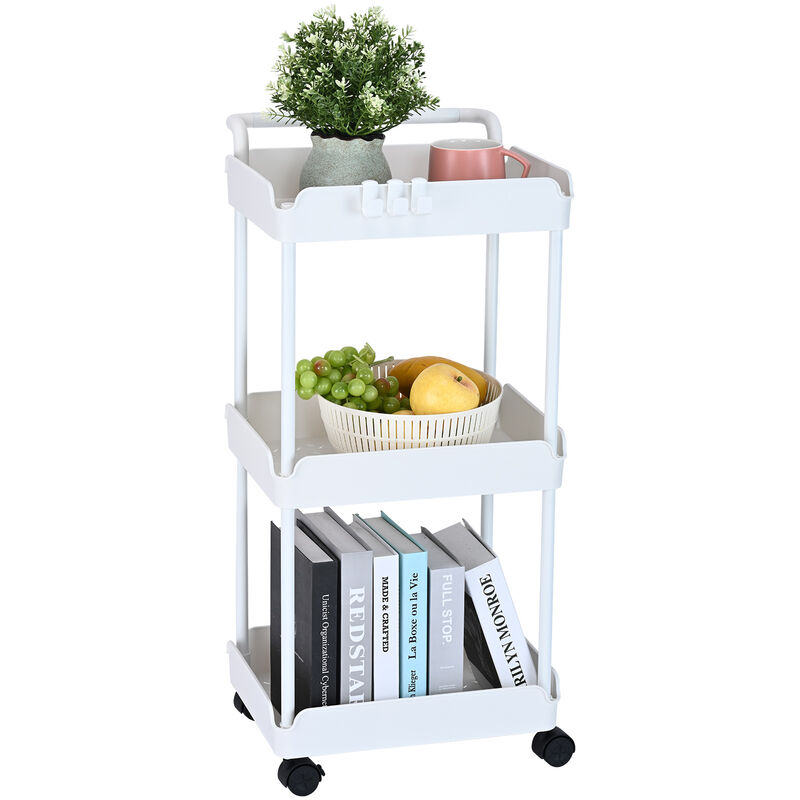 foto del prodotto mophorn vevor carrello multiuso 3 ripiani a rotelle carrello portaoggetti 370x355x761 mm ruote bloccabili carico max. 45kg, carrello mobile