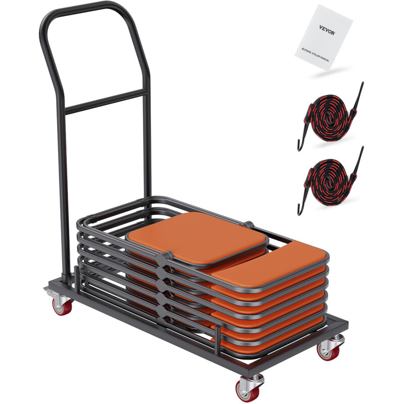 foto del prodotto mophorn vevor carrello per sedie pieghevoli, carrello per sedie pieghevoli con 4 ruote, carrello per trasporto stoccaggio per sedie in resina