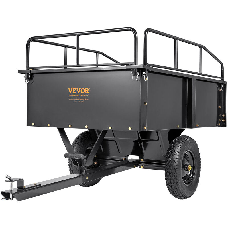 foto del prodotto mophorn vevor carrello rimorchio per carichi pesanti in acciaio, cassone di trasporto da giardino con lati rimovibili portata max. 340kg ca.
