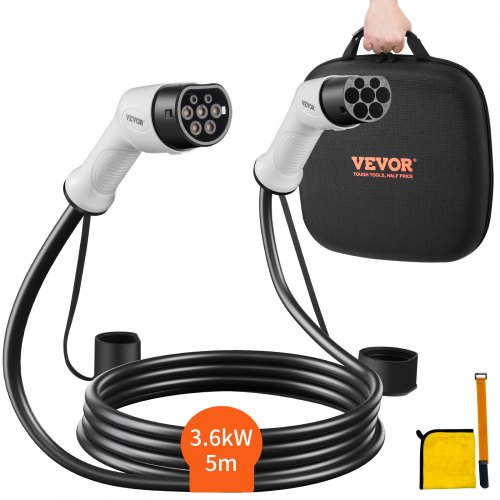 foto del prodotto mophorn vevor cavo di ricarica monofase da tipo 2 a tipo 2 ev per auto veicoli vetture elettriche max. 3,6kw lunghezza cavo 5m, cavo ricarica per