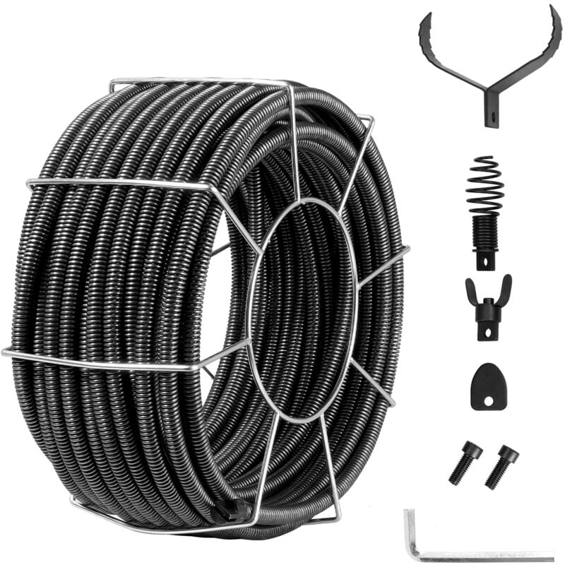 foto del prodotto mophorn vevor cavo per pulizia scarichi, cavo per pulizia scarichi acciaio con nucleo solido con 4 taglierine per tubi da 100 a 200 mm, per coclea