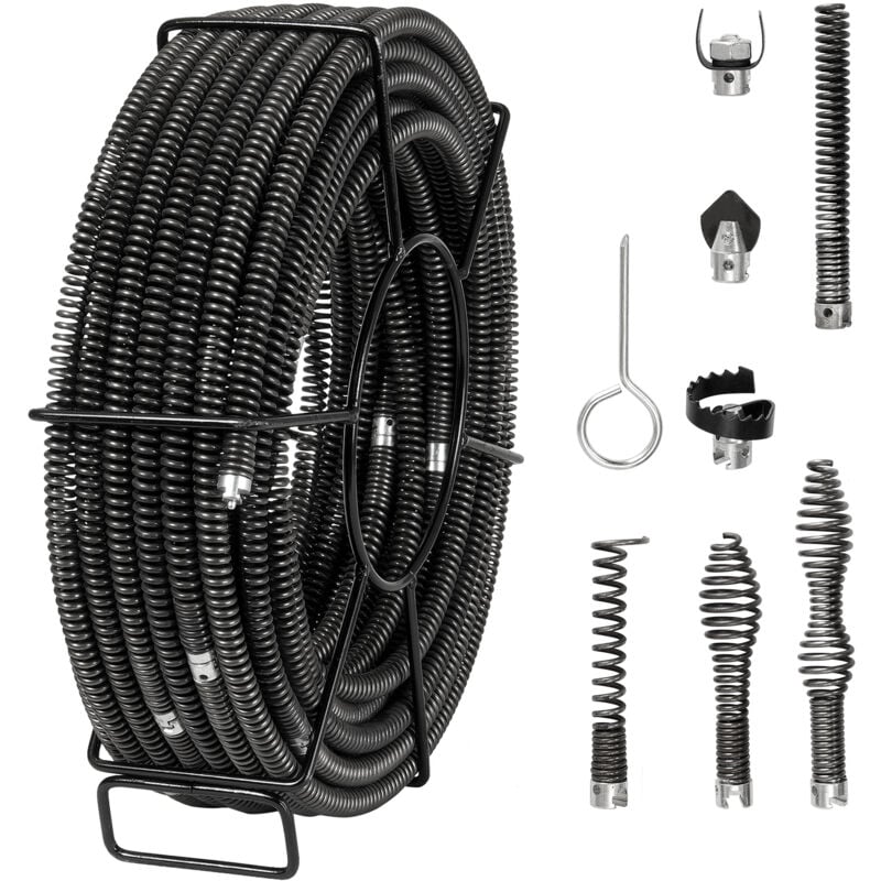 foto del prodotto mophorn vevor cavo per pulizia scarichi con 7 taglierine cavo per pulizia scarichi sezionale per tubi da 20 a 100 mm cavo per coclea di scarico