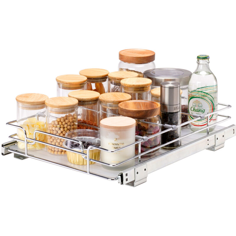 foto del prodotto mophorn vevor cestello estraibile sottolavello da cucina 292 x 419 x 63,5 mm 1 piano in acciaio cromato, cestello scorrevole per cucina ripiano