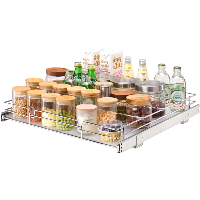 foto del prodotto mophorn vevor cestello estraibile sottolavello da cucina 508 x 533 x 63,5 mm 1 piano in acciaio cromato, cestello scorrevole per cucina ripiano