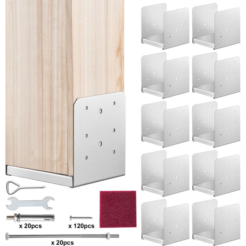 foto del prodotto mophorn vevor confezione di supporti 10 pezzi per pali in legno 149 x 143 x 160 mm, set di base per pali interni in acciaio a carbonio per