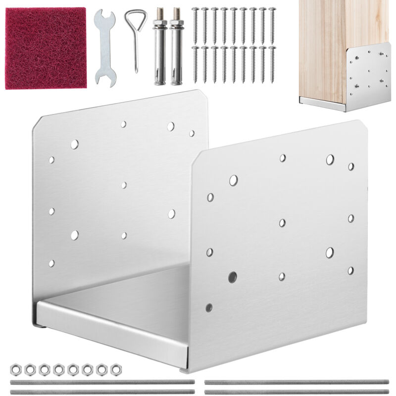 foto del prodotto mophorn vevor confezione di supporti per pali in legno ca. 8x8 pollici 203x203mm, set di base per pali interni in acciaio inox per ancoraggio pali