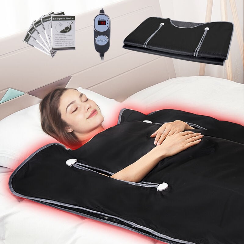 foto del prodotto mophorn vevor coperta da sauna riscaldamento tessuto oxford 180x80cm controllo della temperatura timer, coperta per sauna a infrarossi fori per le