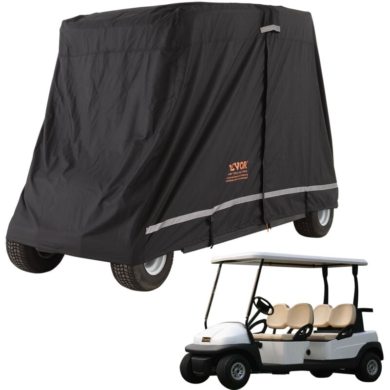 foto del prodotto mophorn vevor copertura per carrello da golf nera, copertura per carrello da golf in poliestere 600d 3 porte con cerniera, coperture per auto