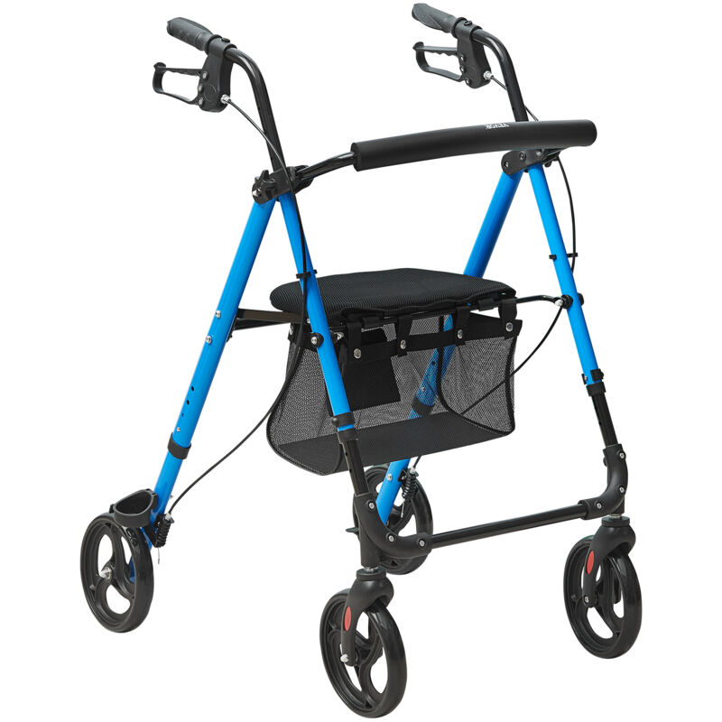 foto del prodotto mophorn vevor deambulatore per anziani disabili, deambulatore pieghevole in alluminio leggero con sedile e maniglia regolabili, deambulatore per