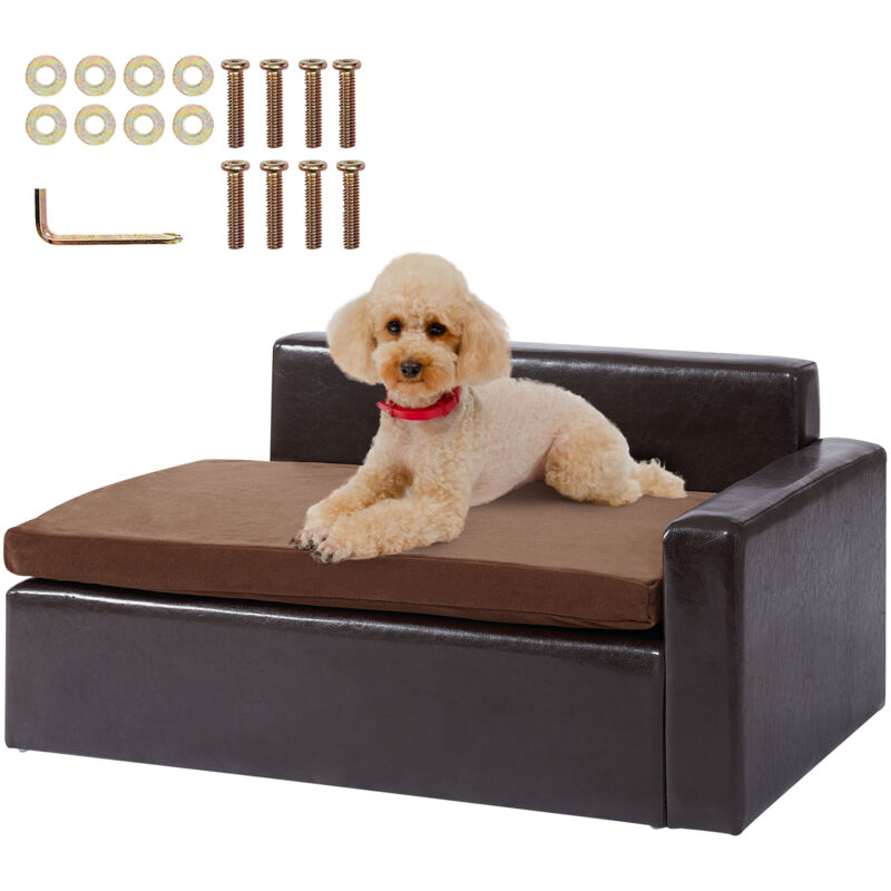 foto del prodotto mophorn vevor divano per animali domestici 710 x 505 x 335 mm divano per cani gatti taglia media, divano letto per cani morbida pelle, divano per