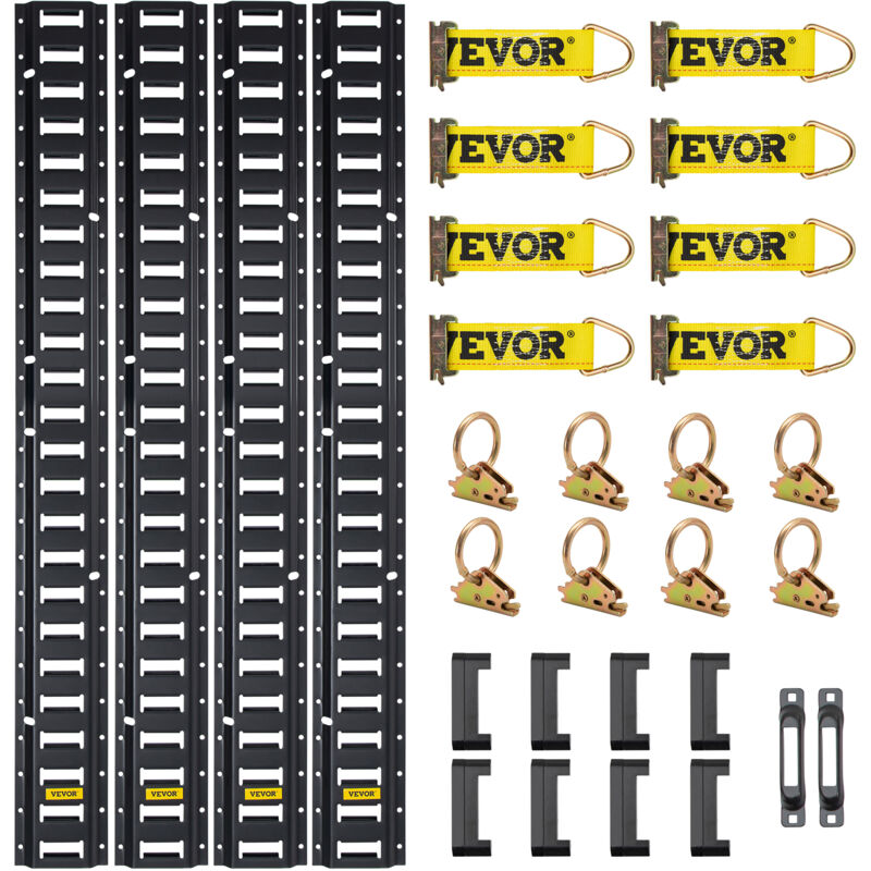 foto del prodotto mophorn vevor e track tie down kit, 30 pezzi vv ets td530 capacita 454 kg lunghezza 5 piedi binari della linea a e track in acciaio con cinghie di