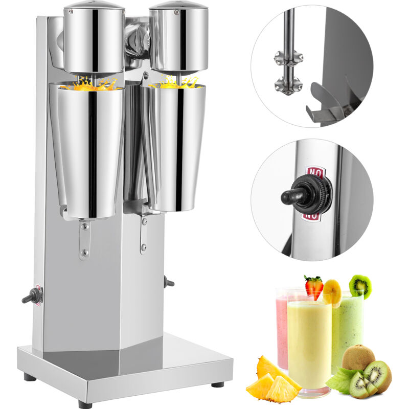 foto del prodotto mophorn vevor frullatore elettrico 180w per frappe smoothie granita bevande fresche miscelatore velocita regolabile in acciaio inox da tavolo con 2