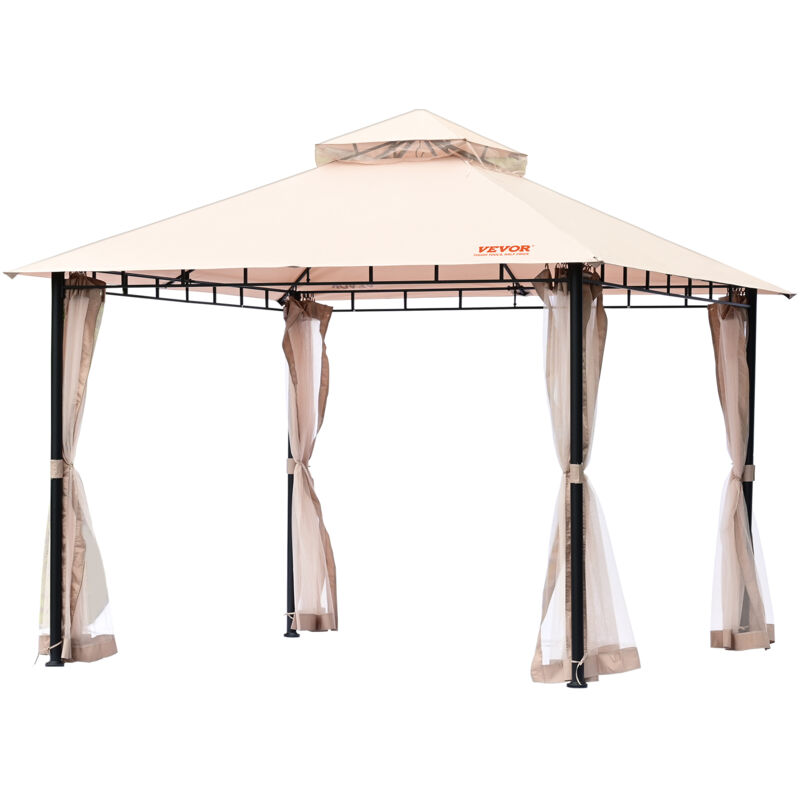 foto del prodotto mophorn vevor gazebo da patio per 6 8 persone 10 x 10 piedi, con zanzariera, struttura in metallo e poliestere 180g rivestito in pu, tettoia da