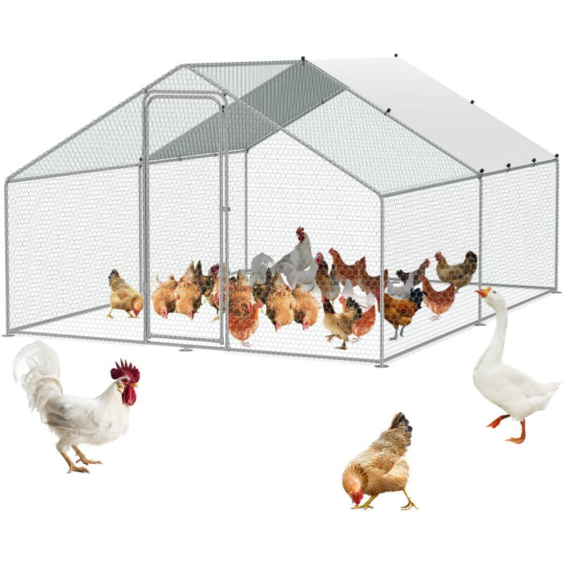 foto del prodotto mophorn vevor grande pollaio in metallo,3 x 3,93 x 1,99 m recinto per galline da cortile con copertura,pollaio con tetto guglia con blocco