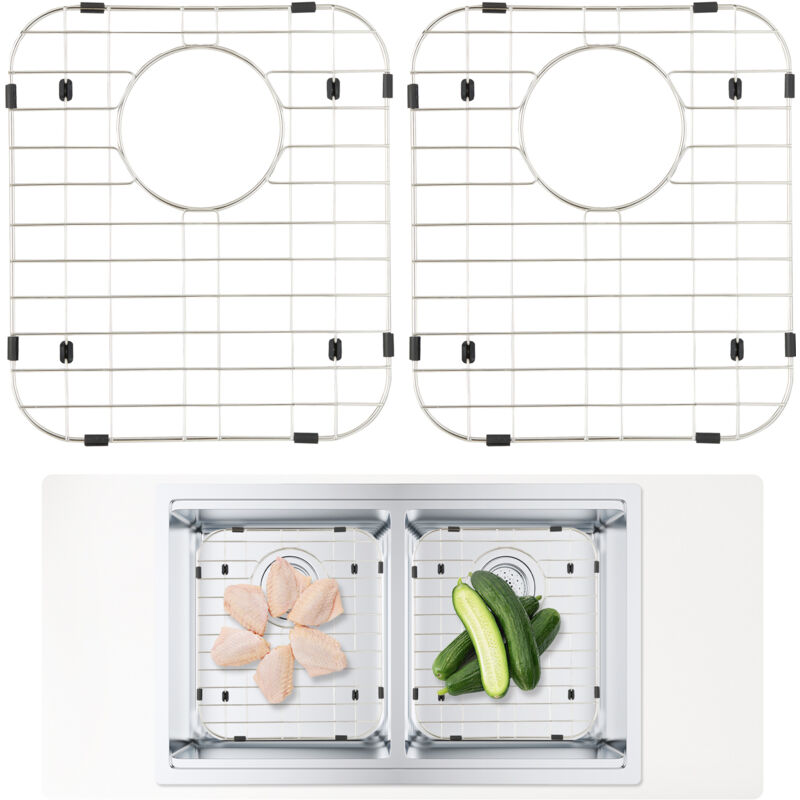 foto del prodotto mophorn vevor griglia di protezione per lavello 2 pezzi, griglie per lavello in acciaio inox 13,3 x11,6 , griglie per lavello con scarico