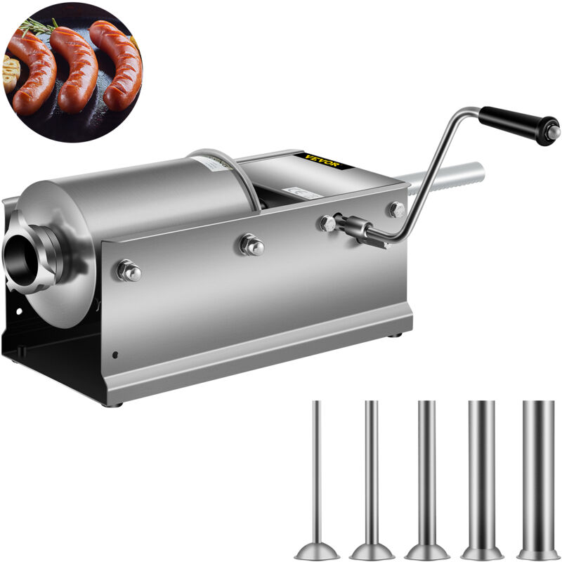 foto del prodotto mophorn vevor insaccatrice per salsicce orizzontale manuale 3 l in acciaio inox, macchina riempitrice 3 l orizzontale per salsiccia salumi da