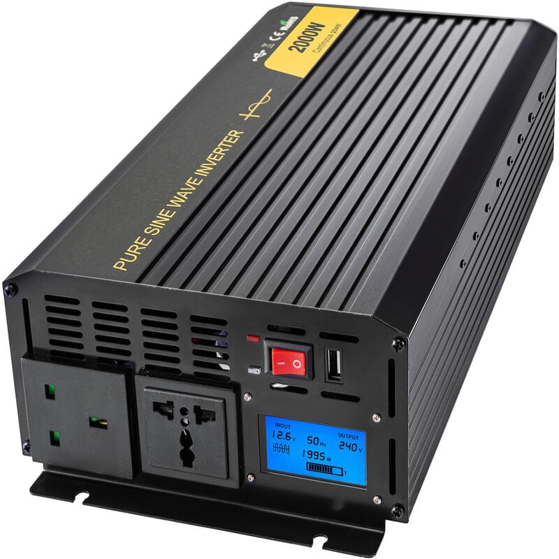 foto del prodotto mophorn vevor invertitore di potenza a onda sinusoidale pura, 2000w invertitore onda sinusoidale pura da dc 12v a ac 240v protezione multipla, 2kw
