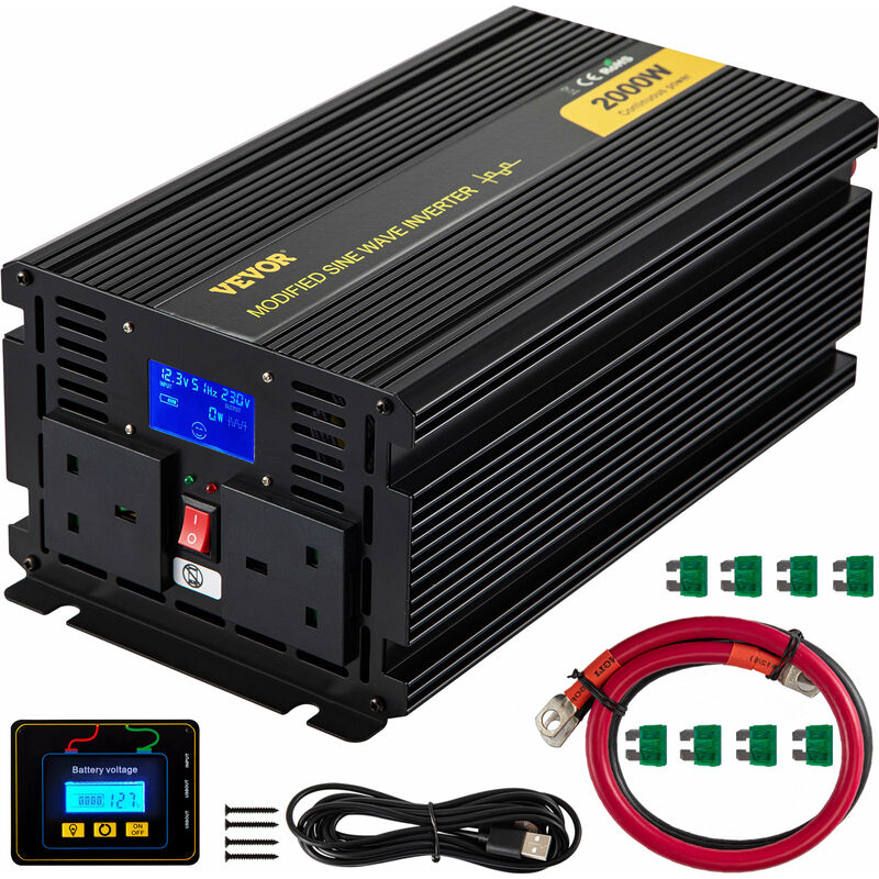 foto del prodotto mophorn vevor invertitore onda sinusoidale modificata potenza 2000w a 4000w tensione da 12v cc a 240v ca, convertitore sinusoidale modificata con