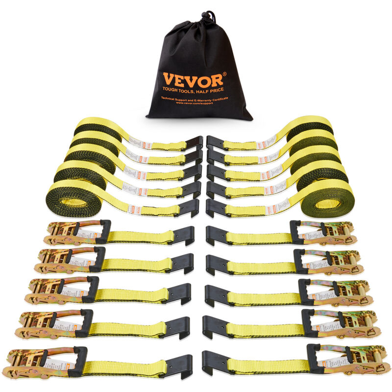 foto del prodotto mophorn vevor kit cinghie a cricchetto ancoraggio, resistenza rottura max. 4536 kg, cinghie di tensione0,05x9 m con cricchetto e gancio per