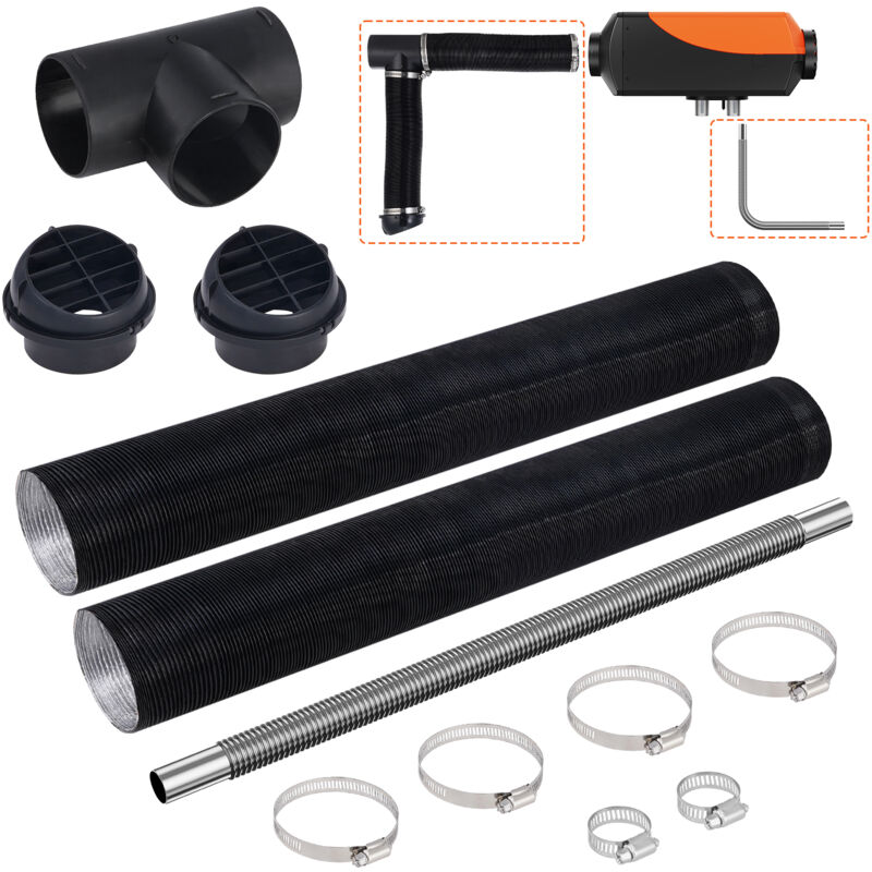 foto del prodotto mophorn vevor kit condotto tubo riscaldatore diesel 3 , tubo di scarico in acciaio inox da 1 , 2 prese dearia, connettore uscita aria con raccordo
