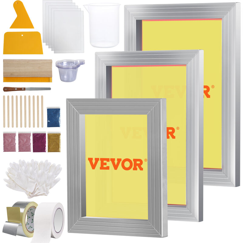 foto del prodotto mophorn vevor kit di telaio per stampa serigrafica in lega di alluminio 3 misure 110 maglie accessori per stampa, telaio serigrafico 3 pezzi per