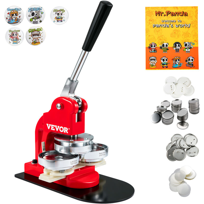 foto del prodotto mophorn vevor kit per fustellatrice manuale di badge spillo bottoni modelli diametro 75mm, kit di punzonatrice manuale in ferro abs per badge