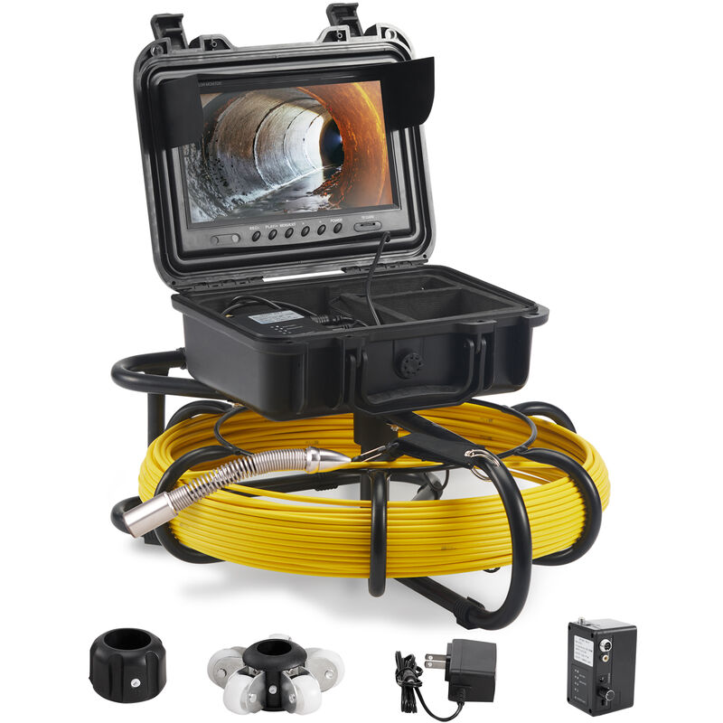 foto del prodotto mophorn vevor kit telecamera con endoscopio per ispezione di fognatura schermo lcd colorata 9 pollici cavo impermeabile 70m, telecamera ispezione