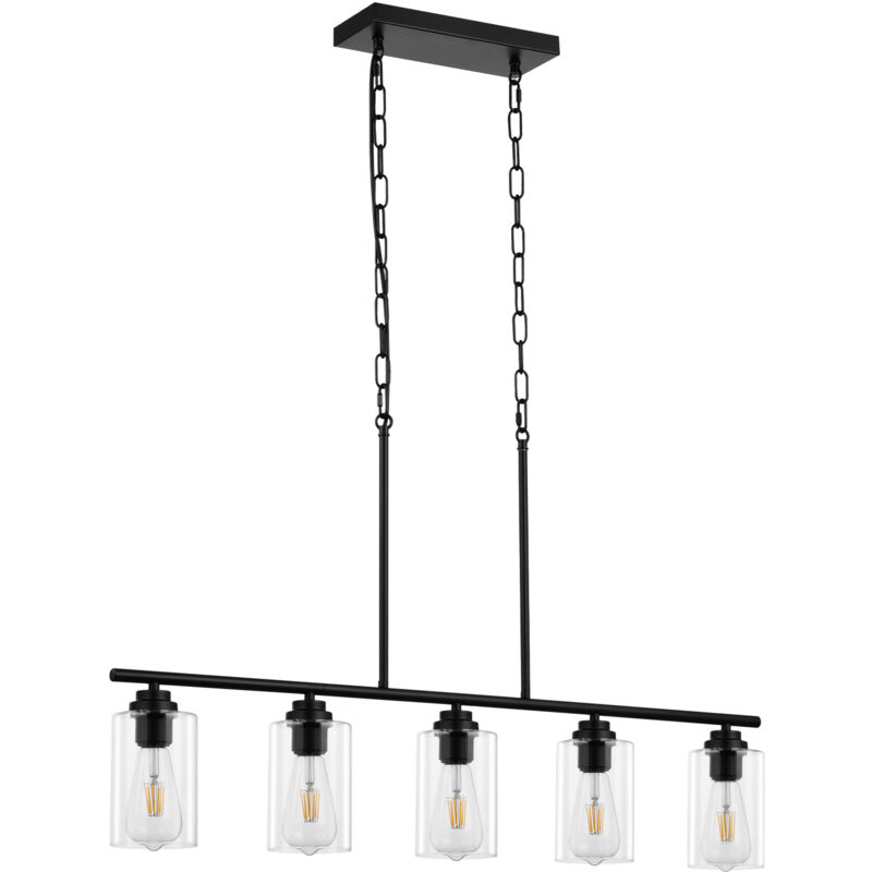 foto del prodotto mophorn vevor lampadari a sospensione per isola cucina 5 luci, lampadario regolabile per sala da pranzo 60w struttura in metallo, paralume in vetro