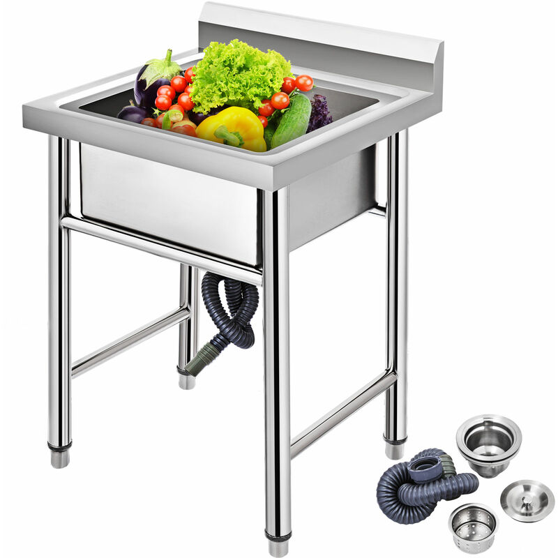 foto del prodotto mophorn vevor lavello commerciale in acciaio inossidabile non magnetico 36,5 x 24 x 23,5 pollici, lavandino della cucina con scompartimento,