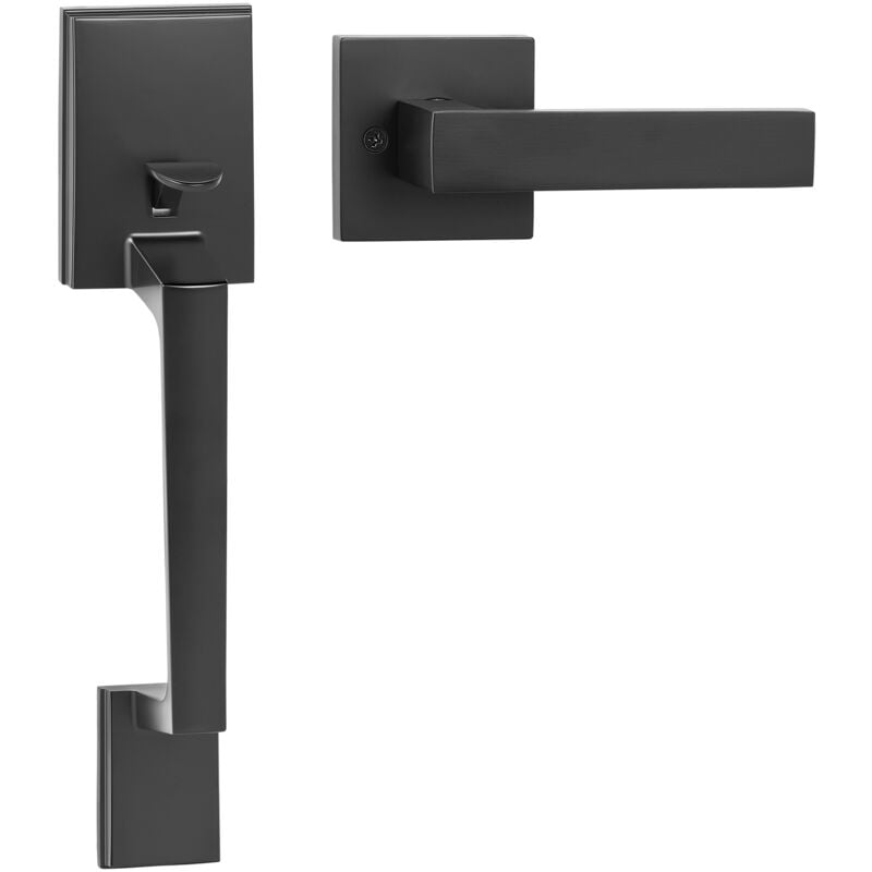 foto del prodotto mophorn vevor maniglia per porta deingresso, set maniglia quadrata nera opaca con maniglia a leva senza serratura, maniglia per porta deingresso
