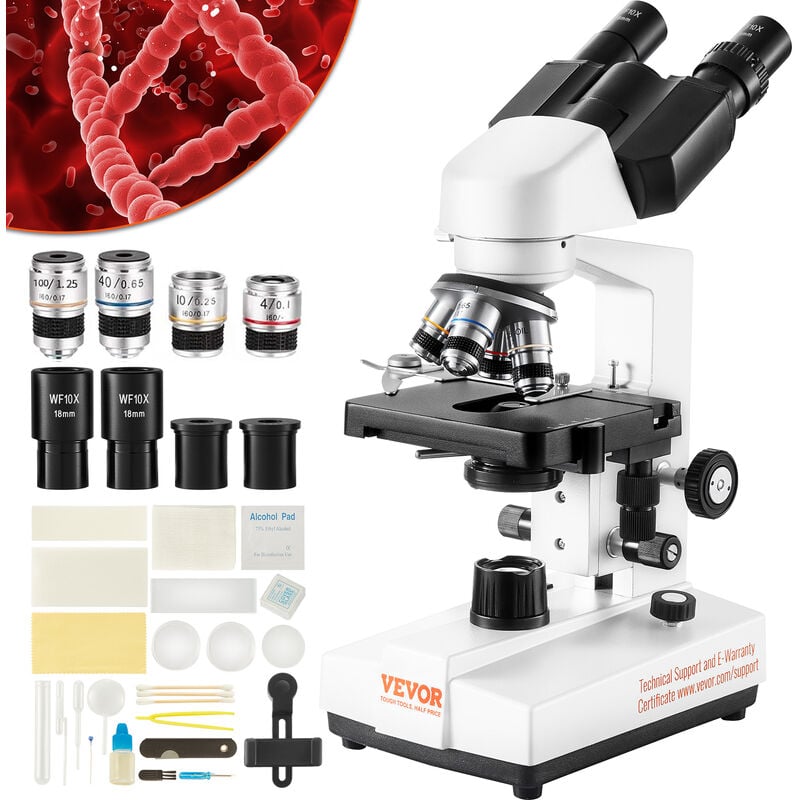 foto del prodotto mophorn vevor microscopio ottico binoculare microscopio ingrandimento 40x 2500x microscopio biologico messa a fuoco grossolana fine tavolino