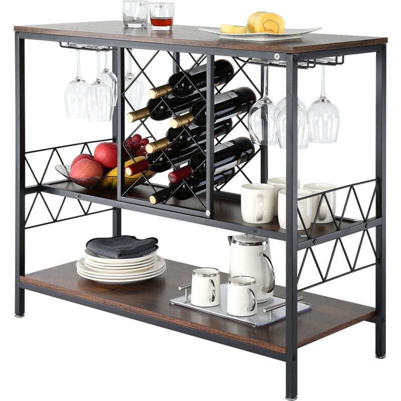 foto del prodotto mophorn vevor mobile bar industriale da 40 pollici, tavolo da vino per liquori e bicchieri, porta bicchieri e portabottiglie, mobile da bar