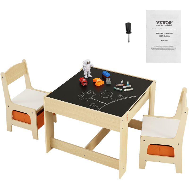foto del prodotto mophorn vevor mobili per bambini 1 tavolo 2 sedie 610x610x483 mm 290x300x530 mm, tavolino con sedie per cameretta sala di gioco per bambini da