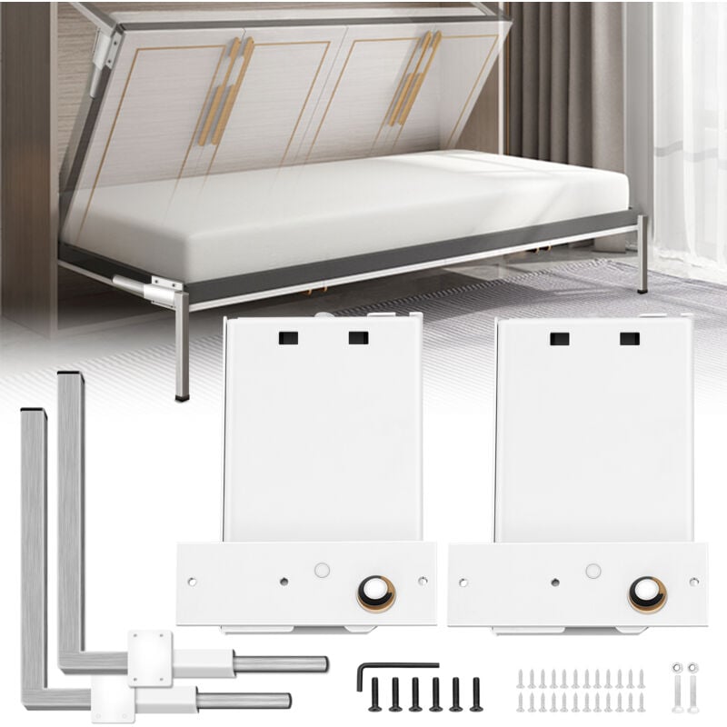 foto del prodotto mophorn vevor murphy montaggio a molle a parete meccanismo di supporto resistente hardware kit fai da te per letto queen twin orizzontale , bianco