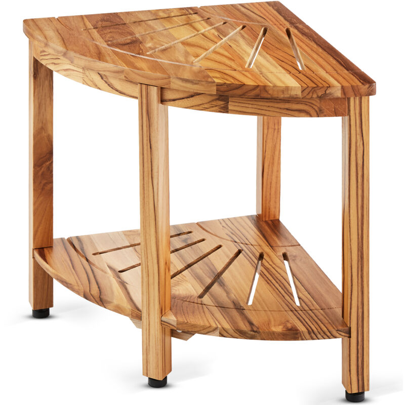 foto del prodotto mophorn vevor panca doccia angolare, altezza 47 cm, raggio 39,2 cm, sgabello in teak, portata 227 kg, con ripiano portaoggetti, per doccia interna