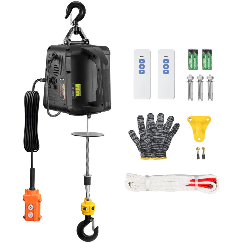 foto del prodotto mophorn vevor paranco elettrico portatile carico max. circa 498,95 kg, verricello elettrico di sollevamento 1500w altezza max. di sollevamento 7m